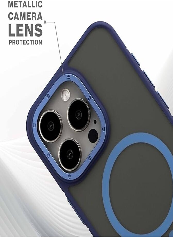 Maxwell Electronics - Maxwell Armor Soft Matte Compatible with MagSafe Case for iPhone 15 Pro - Full Protection, Drop-Proof Design, Metallic Lens Protection - Compatible with Magsafe (Blue) - Image 1