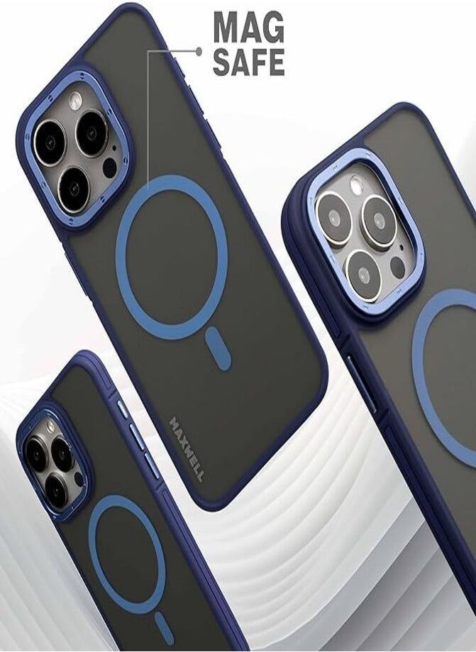 Maxwell Electronics - Maxwell Armor Soft Matte Compatible with MagSafe Case for iPhone 15 Pro - Full Protection, Drop-Proof Design, Metallic Lens Protection - Compatible with Magsafe (Blue) - Image 1