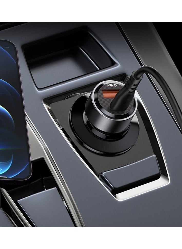 Yesido - Yesido Y55 With Double Type-C/USB-C Port Line Car Charger QC3.0+PD30W Type-C/USB-C+USB Dual Port Quick Charge (Black) - Image 1