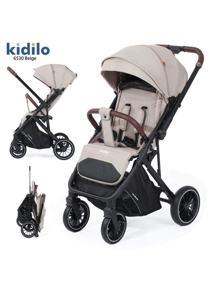 Kidilo - Baby Stroller - Reversible Handle, Comfortable, Foldable Stroller - Newborn Stroller w/All-Scene Large Wheels - Image 1