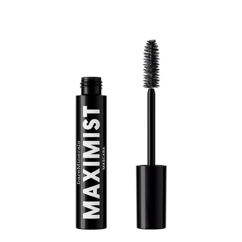 bareMinerals Maximist Phyto-Fiber Volumizing Black Mascara for Visibly Thicker Lashes, All-Day Wear, Waterproof Mascara Black, Vegan - Image 1