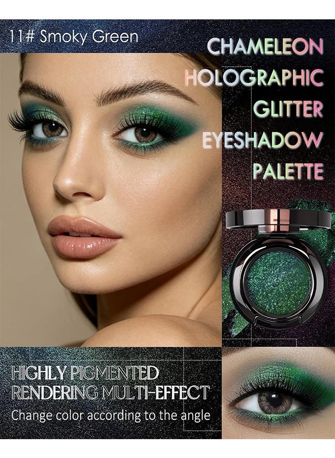Faiccia Liuguang Phantom Clear Elastic Eyeshadow,Sunset Orange Sea Multichrome Shimmer Eyeshadow, Portable Single Pan Elastic Eyeshadow for Daily & Party Look,11# - Image 2
