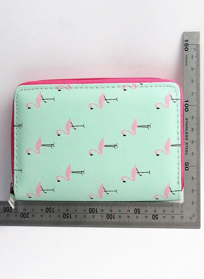 Timlee Cute Rainbow Unicorn Long Wallets Flamingo Wallets Long Purse Zipper Wallet For Girls Women(Flamingo Green) - Image 2