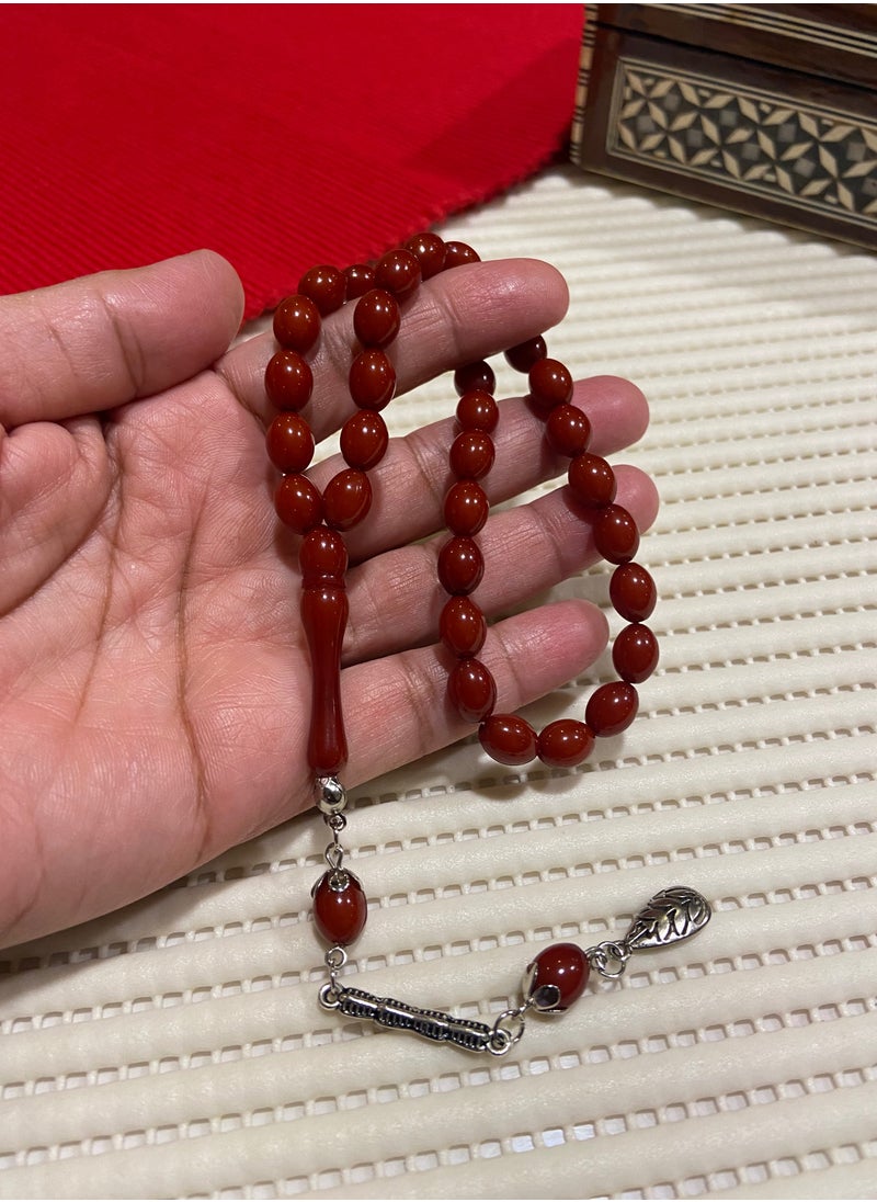 just naturals - Small Faturan Bakelite Prayer Beads For Men 33 Beads Size 8mm x 10.5mm - Image 1