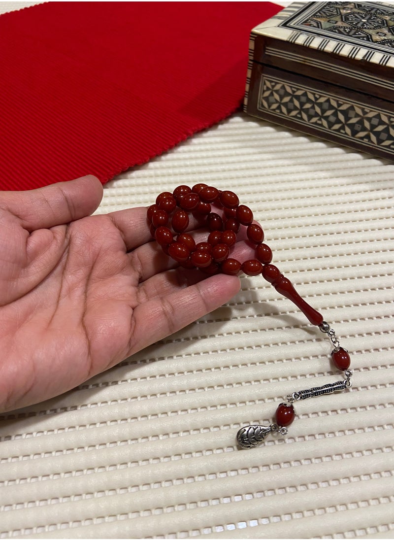just naturals - Small Faturan Bakelite Prayer Beads For Men 33 Beads Size 8mm x 10.5mm - Image 1