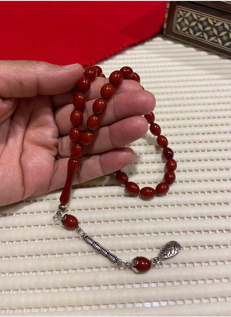 just naturals - Small Faturan Bakelite Prayer Beads For Men 33 Beads Size 8mm x 10.5mm - Image 1