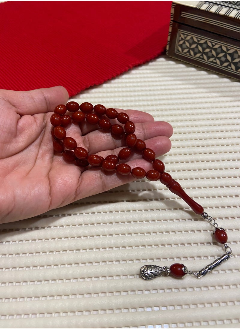just naturals - Small Faturan Bakelite Prayer Beads For Men 33 Beads Size 8mm x 10.5mm - Image 1