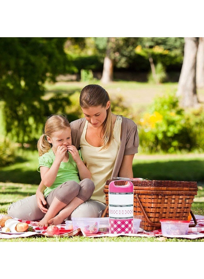3-Layer Stainless Steel Lunch Box - Thermal Tiffin with Handle, Leakproof Food Container for Picnic & Office - Image 2