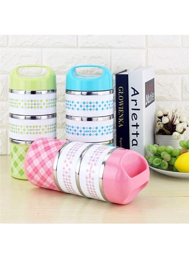 3-Layer Stainless Steel Lunch Box - Thermal Tiffin with Handle, Leakproof Food Container for Picnic & Office - Image 5