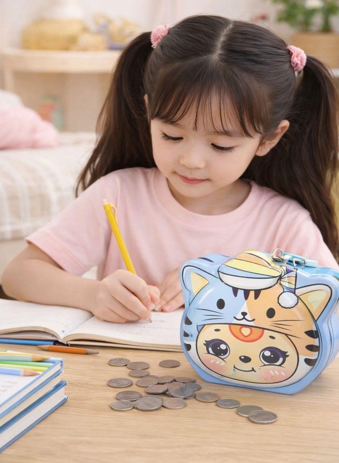 Sajani Cute Cartoon Creative Portable Piggy Bank, Money Saving Box with Combination Lock, Mini Coin Bank Gifts for Boys and Girls, Best Return Gifts for Kids (Pack of 1) (Tiger - Blue) - Image 4