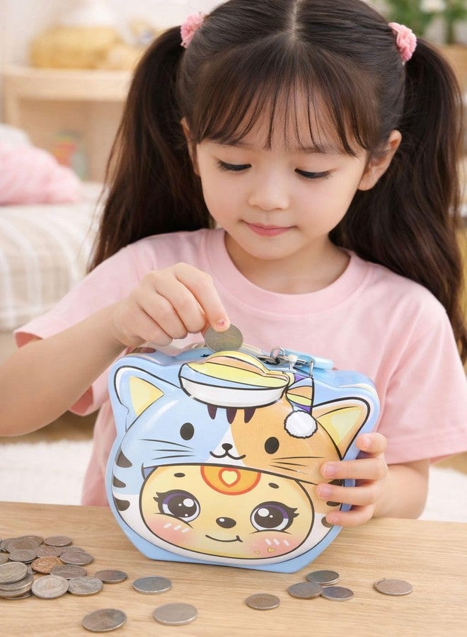 Sajani Cute Cartoon Creative Portable Piggy Bank, Money Saving Box with Combination Lock, Mini Coin Bank Gifts for Boys and Girls, Best Return Gifts for Kids (Pack of 1) (Tiger - Blue) - Image 3