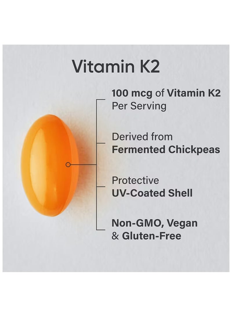 SPORTS RESEARCH Vitamin K2, Plant-Based, 100 mcg, 60 Veggie Softgels - Image 2