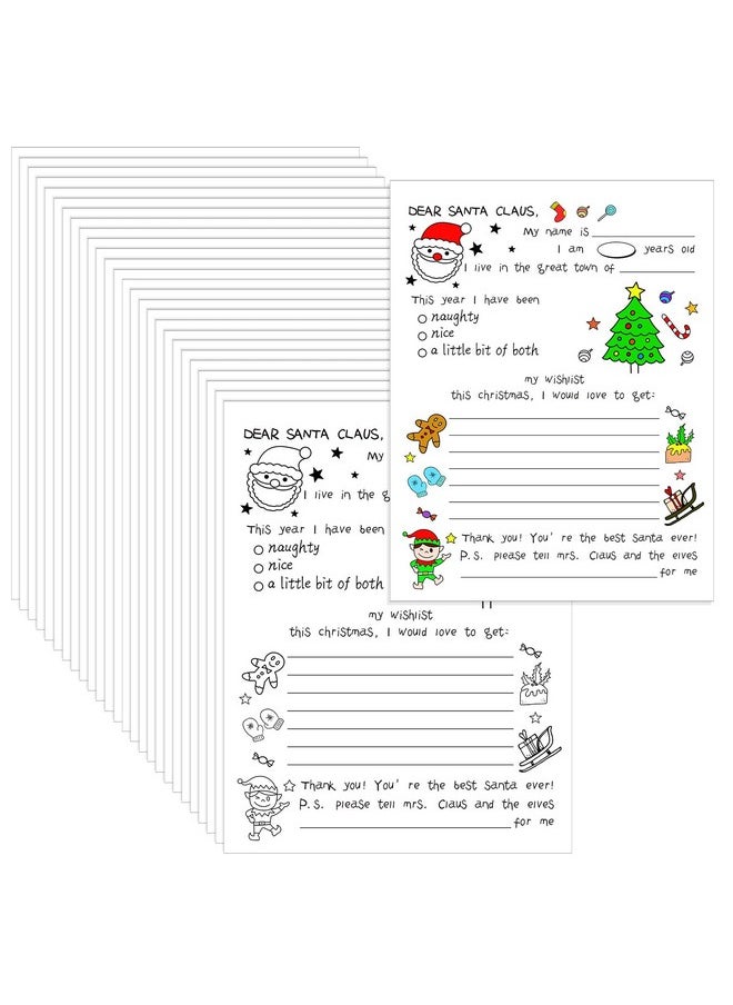 Spiareal Spiareal Christmas Stationery Paper Color Your Own Letter to Santa 8.5 x 11 Inch Christmas Tree Gingerbread Coloring Writing Paper for Family Classroom Xmas Holidays DIY Craft Party Supplies(100 Pcs)  - Image 1