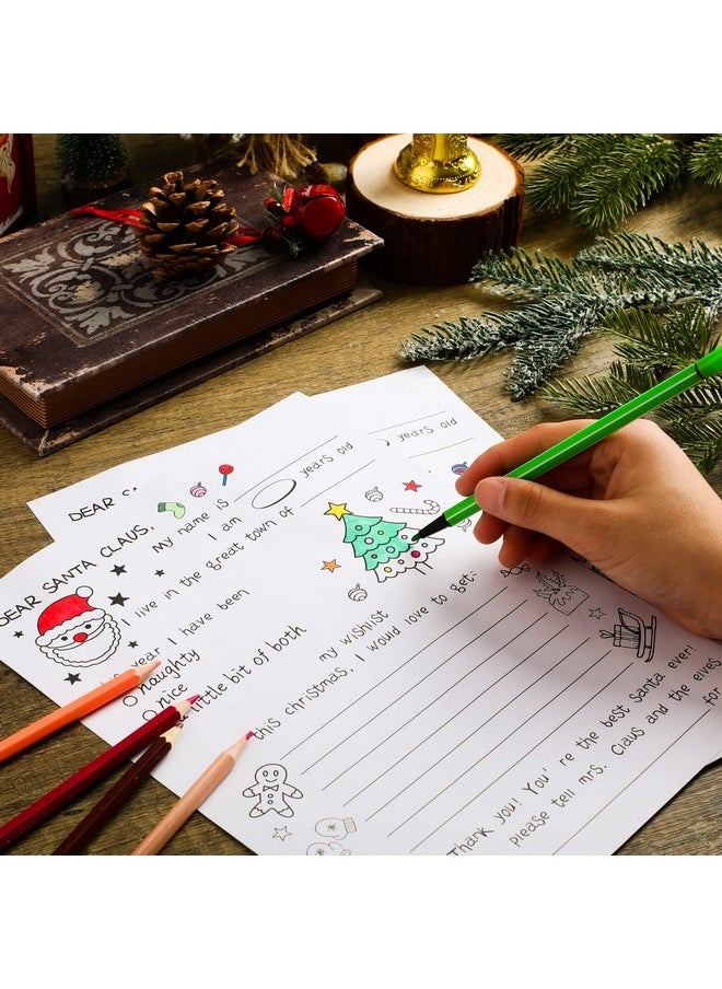 Spiareal Spiareal Christmas Stationery Paper Color Your Own Letter to Santa 8.5 x 11 Inch Christmas Tree Gingerbread Coloring Writing Paper for Family Classroom Xmas Holidays DIY Craft Party Supplies(100 Pcs)  - Image 3