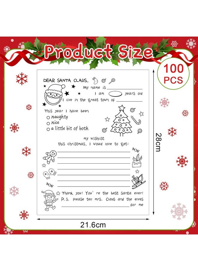Spiareal Spiareal Christmas Stationery Paper Color Your Own Letter to Santa 8.5 x 11 Inch Christmas Tree Gingerbread Coloring Writing Paper for Family Classroom Xmas Holidays DIY Craft Party Supplies(100 Pcs)  - Image 2