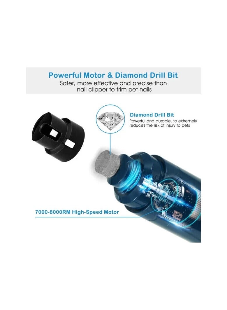 عام مطحنة أظافر الحيوانات الأليفة الكهربائية مع ماكينة طحن مقلمة أظافر مع سرعة خفيفة قابلة للتعديل وقوة عالية للكلاب الكبيرة وقابلة لإعادة الشحن. - Image 2
