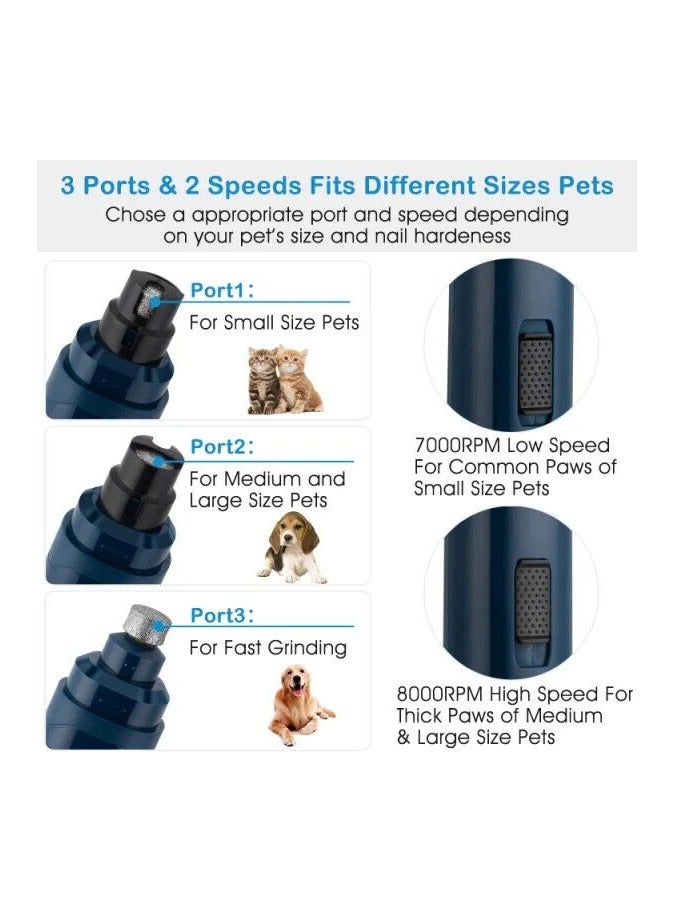 عام مطحنة أظافر الحيوانات الأليفة الكهربائية مع ماكينة طحن مقلمة أظافر مع سرعة خفيفة قابلة للتعديل وقوة عالية للكلاب الكبيرة وقابلة لإعادة الشحن. - Image 4