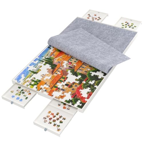 BZseed 1500 Pieces Puzzle Board with Drawers and Cover35x27Portable Jigsaw Puzzle Table for Adults Puzzle Tables with Drawers - Image 1