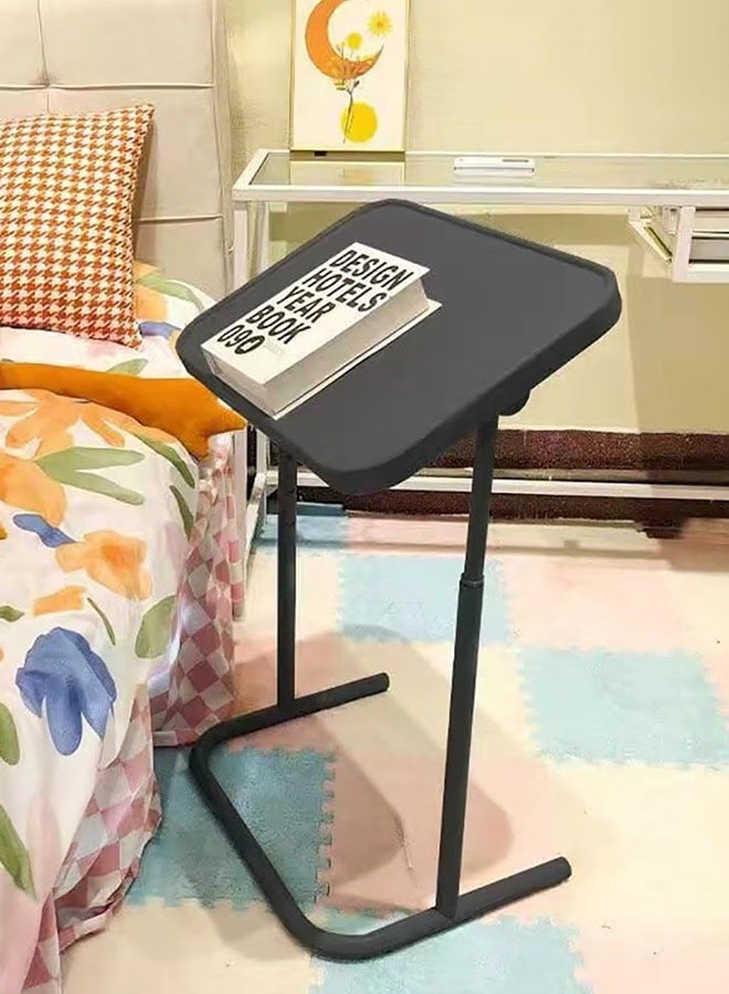 Side Table, End Table, Vintage C-Shaped Couch Table for Sofa Laptop Coffee Snack - Image 1