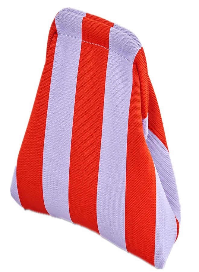 DIHKLCIO Evening Bag Woven Crochet Purses for Women Beach Clutch Handbag Dumpling Clutch Ruched Cloud Purse colorblock bag（red-light purple） - Image 1