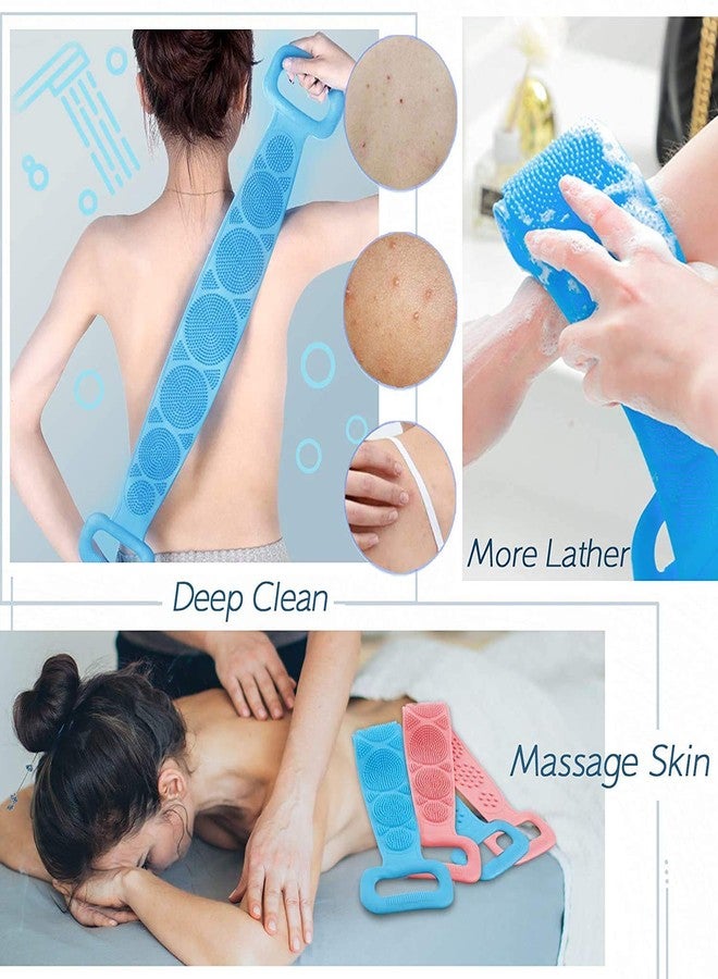 KhuHap Silicone Bathing Towel Type Double Sided Scrubber Belt Brush for Body Back Side Dead Skin deep Cleaning, Random Color, Pack of 1 - Image 5