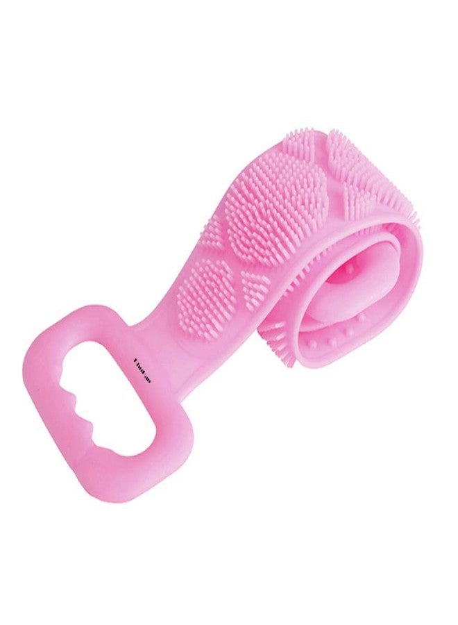 KhuHap Silicone Bathing Towel Type Double Sided Scrubber Belt Brush for Body Back Side Dead Skin deep Cleaning, Random Color, Pack of 1 - Image 1