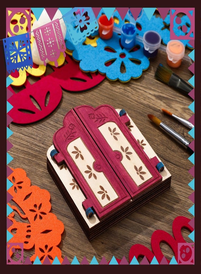 مجموعة ياليكوب المكونة من 3 قطع من زينة يوم الموتى، إطار خشبي لعرض صور القديسين وتماثيلهم، مع 12 لونًا للرسم، طقم ديكور خشبي لمذبح يوم الموتى، لوازم اصنعها بنفسك - Image 5