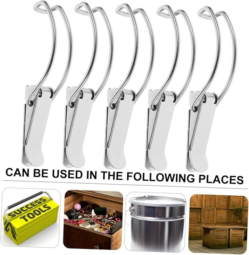 10 قطعة من أقفال المشابك الفولاذية المقاومة للصدأ لصناديق العدة وصناديق الأدوات ومزاليج البوابات - Image 4