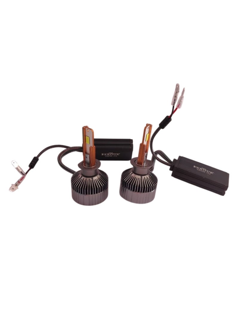 Farouk طقم مصابيح أمامية للسيارة XS-200 H1 LED بقوة إضاءة 14000 لومن، أعلى مستوى إضاءة - Image 1