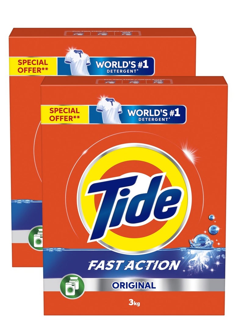 Tide Fast Action Laundry Detergent Powder 2 x 3kg - Image 1
