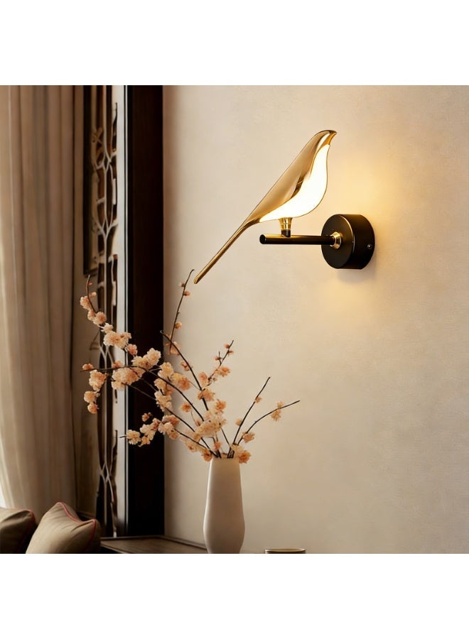 Magpie Wall Lamp - Art Deco Gold Bird Wall Sconce, 3000K Warm LED Light with Rotatable Design, Eye-Caring & Energy-Saving Wall Light for Bedroom Bedside Living Room Corridor Home Decoration - Image 1