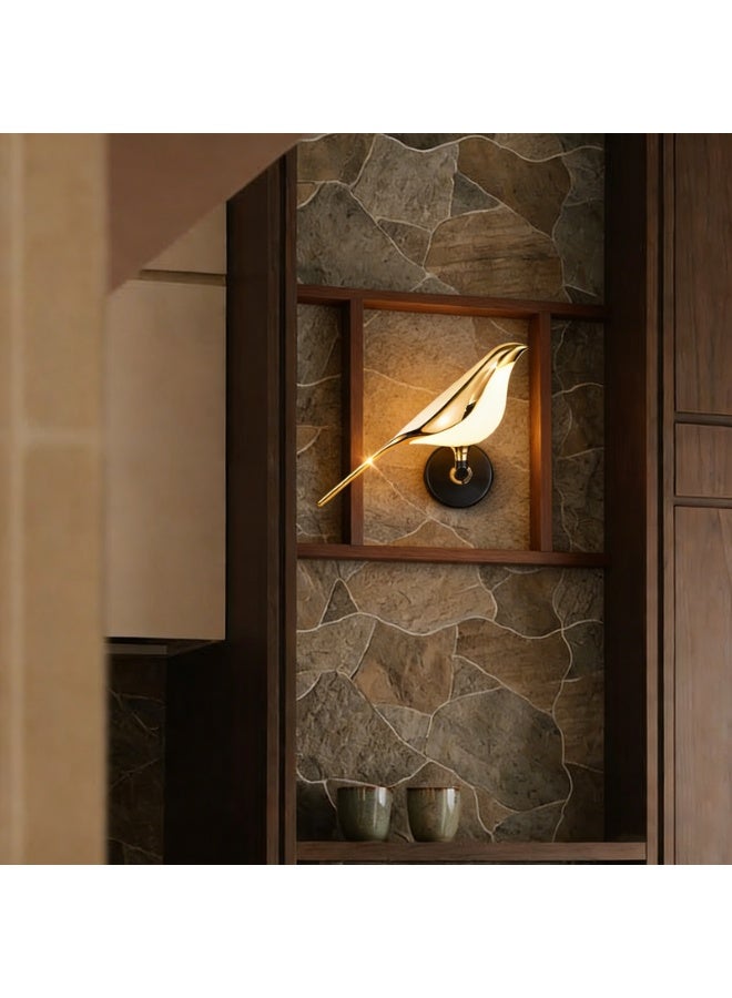 Magpie Wall Lamp - Art Deco Gold Bird Wall Sconce, 3000K Warm LED Light with Rotatable Design, Eye-Caring & Energy-Saving Wall Light for Bedroom Bedside Living Room Corridor Home Decoration - Image 5