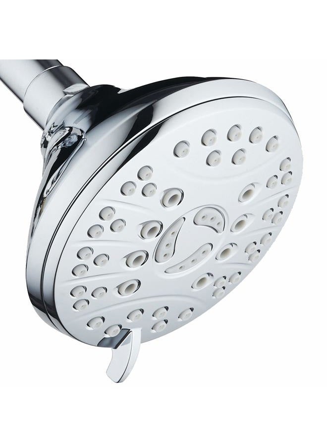 AquaSpa High Pressure Set of 6ting Angle Adjustable Chrome Finish Rain Shower Head - Extra Large - Image 1