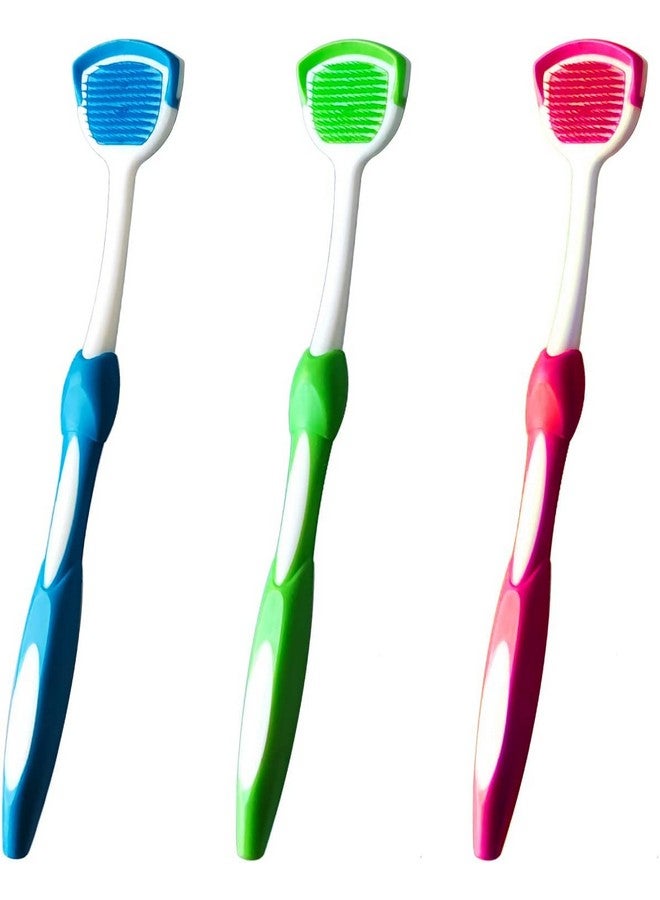MR LION Tongue Brush, Tongue Scraper, Tongue Cleaner, Tongue Scraper Brush, Tongue Cleaner Brush, Tongue Brushes Helps Fight Bad Breath, 3 Tongue Scrapers, 3 Pack (Blue & Green & Red) - Image 1