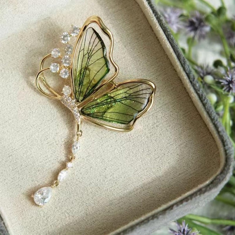 HANNEA® Butterfly Brooch for Women Alloy Brooch Pin Elegant Tassle Rhinestone Brooch Jewelry Gift Fashion Ladies Suit Brooch for Blazer, Suit, Dress - Image 4