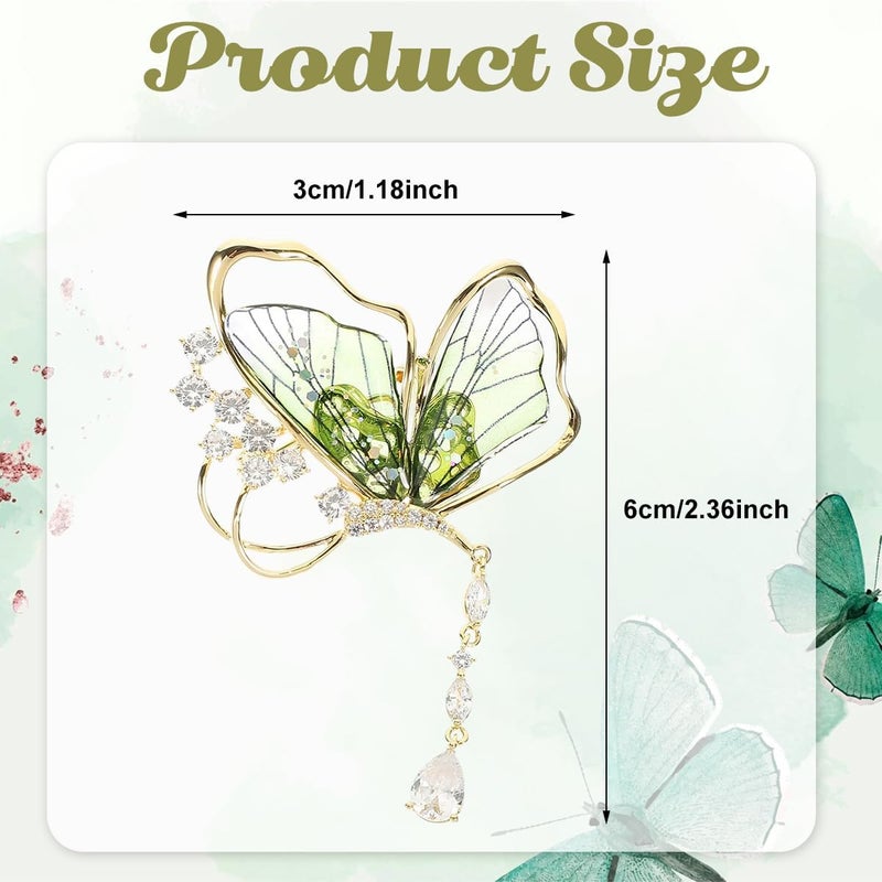 HANNEA® Butterfly Brooch for Women Alloy Brooch Pin Elegant Tassle Rhinestone Brooch Jewelry Gift Fashion Ladies Suit Brooch for Blazer, Suit, Dress - Image 2