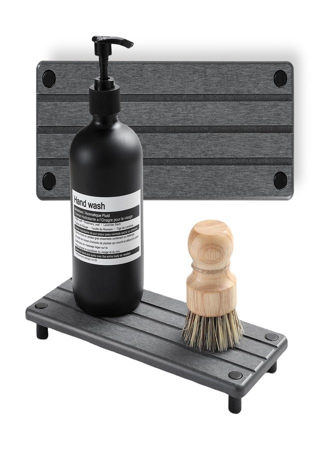 Razborci 2 Pack Fast Water Absorbing Drying Stone Mat for Kitchen Counter - Diatomite Instant Dry Sink Caddy Organizer - Bathroom Countertop Vanity Stone Drying Mat for Soap and Sponge - Dark Gray - Image 1