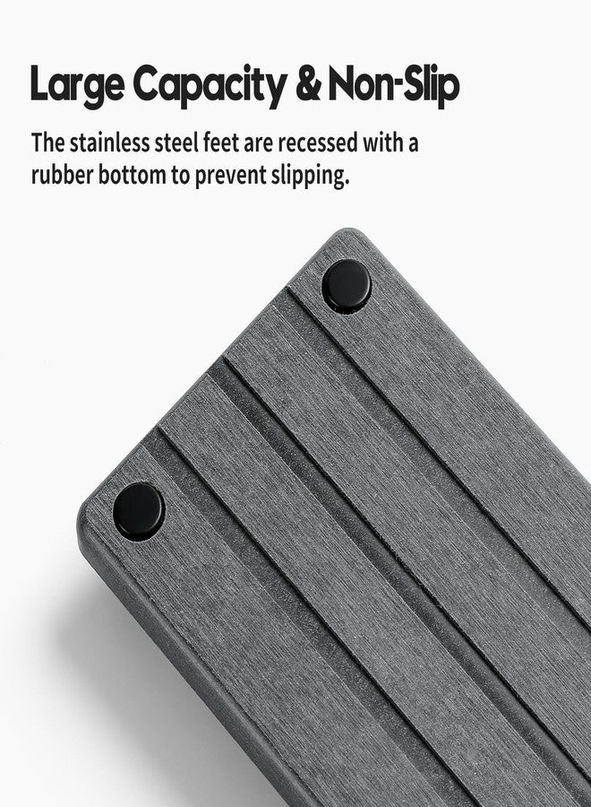 Razborci 2 Pack Fast Water Absorbing Drying Stone Mat for Kitchen Counter - Diatomite Instant Dry Sink Caddy Organizer - Bathroom Countertop Vanity Stone Drying Mat for Soap and Sponge - Dark Gray - Image 4