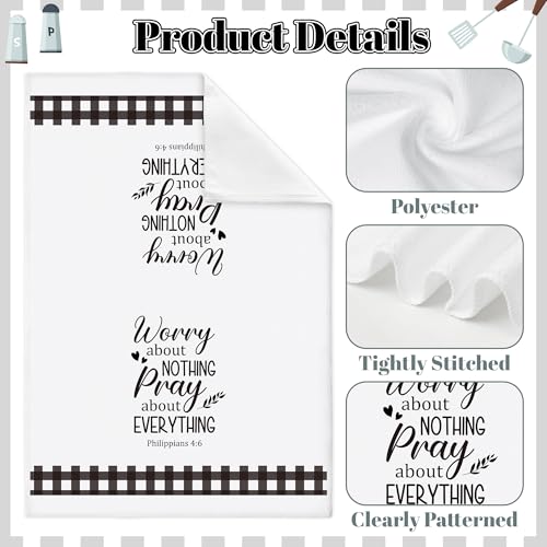 GROBRO7 Bible Verse Hand Towel - 6Pcs Religious Inspirational Thought Prayer Verse Scripture Kitchen Dishcloths Soft Polyester Towels Bathroom Home Decor Christian Gift for Men Women Housewarming - Image 3