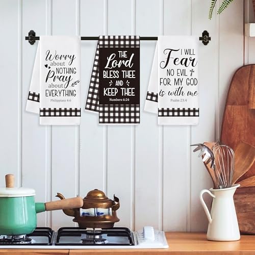GROBRO7 Bible Verse Hand Towel - 6Pcs Religious Inspirational Thought Prayer Verse Scripture Kitchen Dishcloths Soft Polyester Towels Bathroom Home Decor Christian Gift for Men Women Housewarming - Image 5