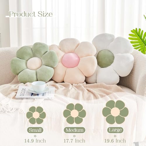 Kcvvcr Beige Flower Pillow 149 Cute Flower Shaped Floor Pillow Aesthetic Floral Plush Daisy Decorative Throw Pillows for Bed Sofa Couch - Image 3