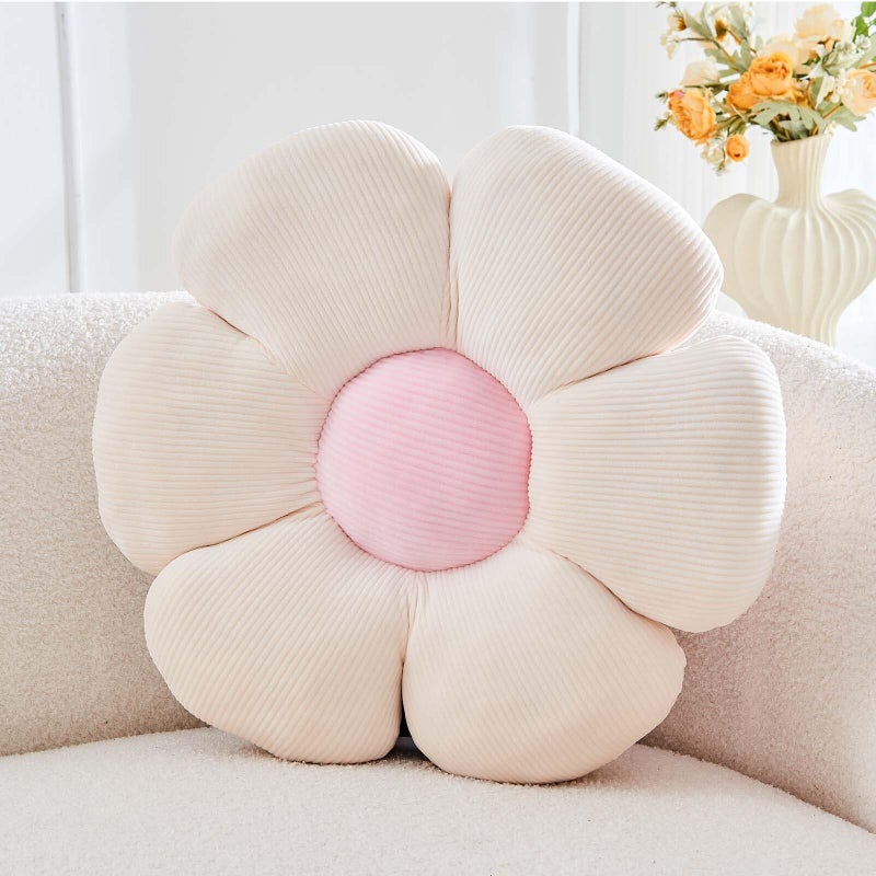 Kcvvcr Beige Flower Pillow 149 Cute Flower Shaped Floor Pillow Aesthetic Floral Plush Daisy Decorative Throw Pillows for Bed Sofa Couch - Image 2