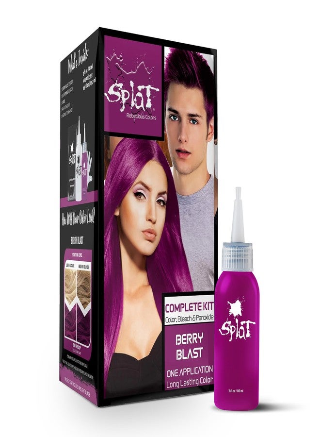 Splat Berry Blast Semi Permanent Hair Dye Kit with Bleach, 1 Application, Includes Purple Pink Hair Dye, Oxide & Bleach Powder, Vegan & Cruelty Free Hair Color - Image 1
