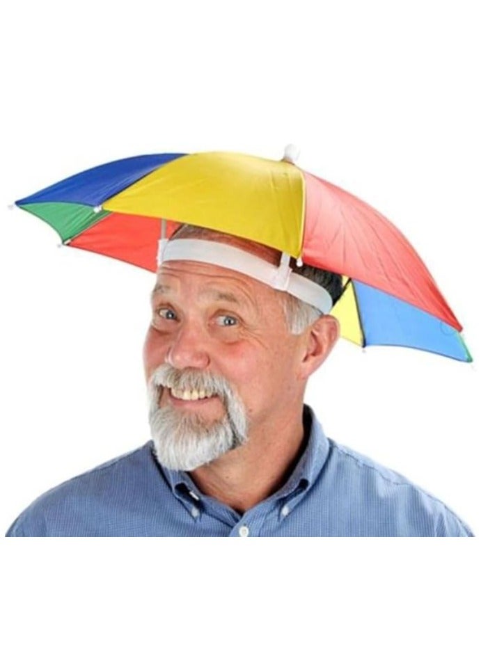 Generic Umbrella Hat with Elastic Band, Rainbow Waterproof Fishing Umbrella Hat for Adults Kids Women Men, One Size, Multicolor  - Image 1