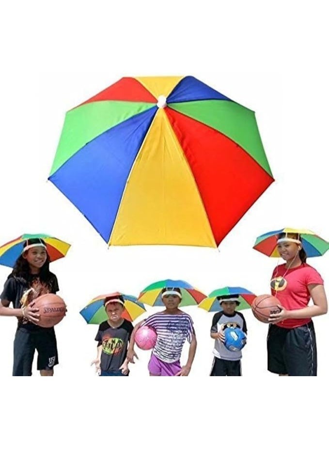 Generic Umbrella Hat with Elastic Band, Rainbow Waterproof Fishing Umbrella Hat for Adults Kids Women Men, One Size, Multicolor  - Image 3