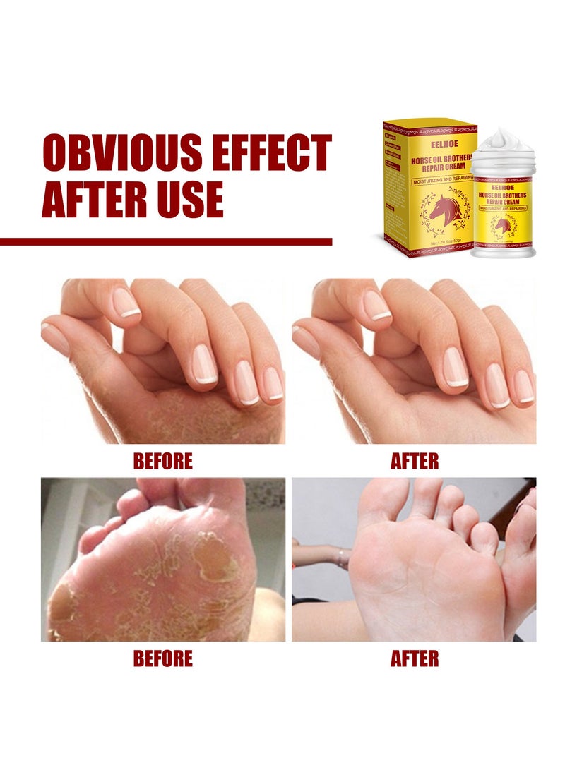 EELHOE Horse oil cream for hands and feet., Foot Cream, Gold Intense Moisturizing, Nourishing Anti-Cracking, Rough, Dry, Cracked Skin Care Cream, Moisturizing  Hands and Feet Cream - Image 2