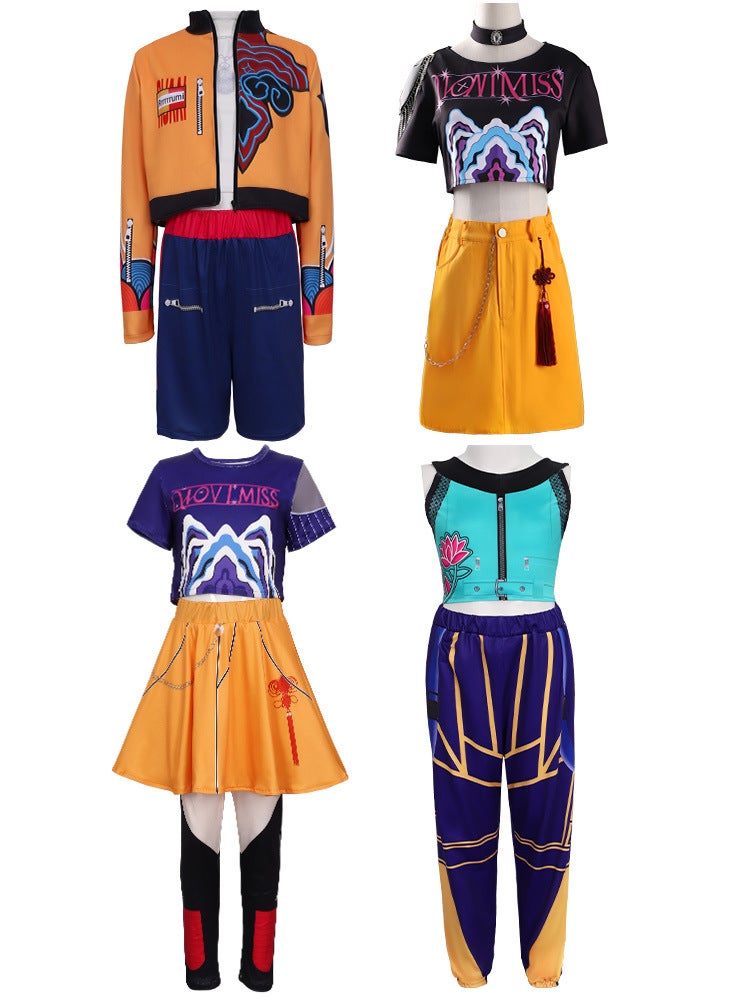 Y&D K-POP Demon Hunter Girl Group Mira Cosplay Costume Set ,Popular Singer Printed Performance Outfit, Girls Dance Stage Performance Clothing Set, Role-Play Party Costume, Suitable For Stage Performances, Theme Parties, Talent Shows And Various Occasions - Image 2