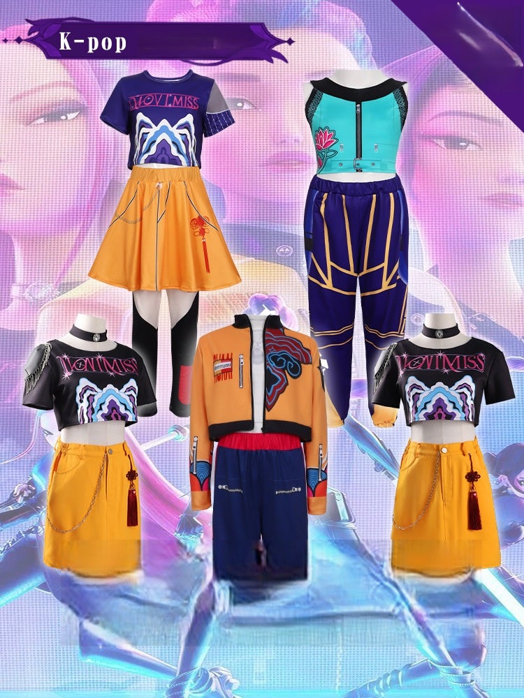 Y&D K-POP Demon Hunter Girl Group Mira Cosplay Costume Set ,Popular Singer Printed Performance Outfit, Girls Dance Stage Performance Clothing Set, Role-Play Party Costume, Suitable For Stage Performances, Theme Parties, Talent Shows And Various Occasions - Image 5