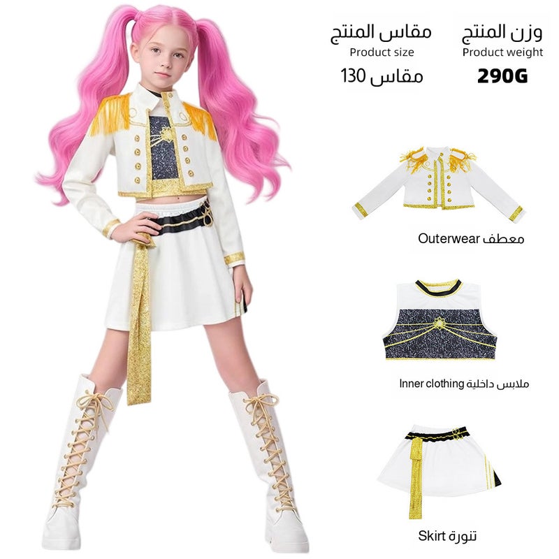 Y&D K-POP Demon Hunter Girl Group Mira Cosplay Costume Set ,Popular Singer Printed Performance Outfit, Girls Dance Stage Performance Clothing Set, Role-Play Party Costume, Suitable For Stage Performances, Theme Parties, Talent Shows And Various Occasions - Image 1