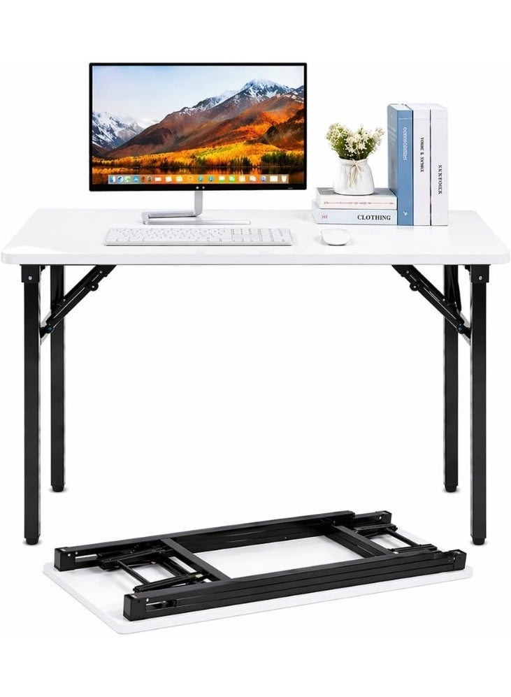 Toshionics Multi Function Standing Desk 120x60x75cm - Folding Table Computer Desk No Install Needed with Carbon alloy Steel Frame [Heavy Duty] Home Office Table foldable - White - Image 1